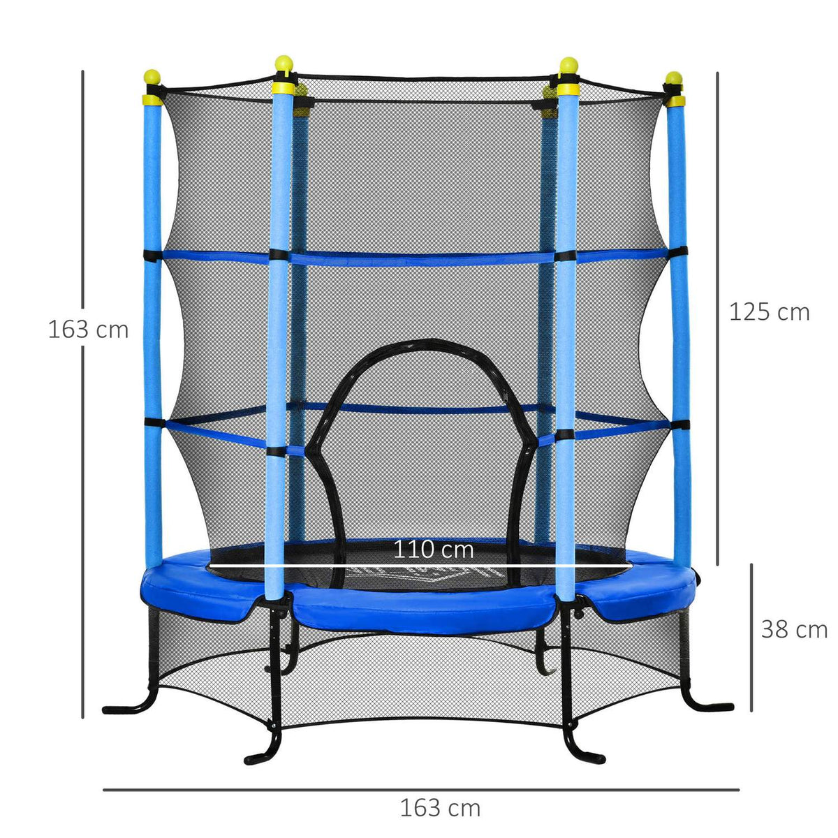 Trampoline Ø163 Cm Garden Trampoline Mini Trampoline For Children With Safety Net Edge Cover For Indoor And Outdoor Steel Blue Up To 45 Kg