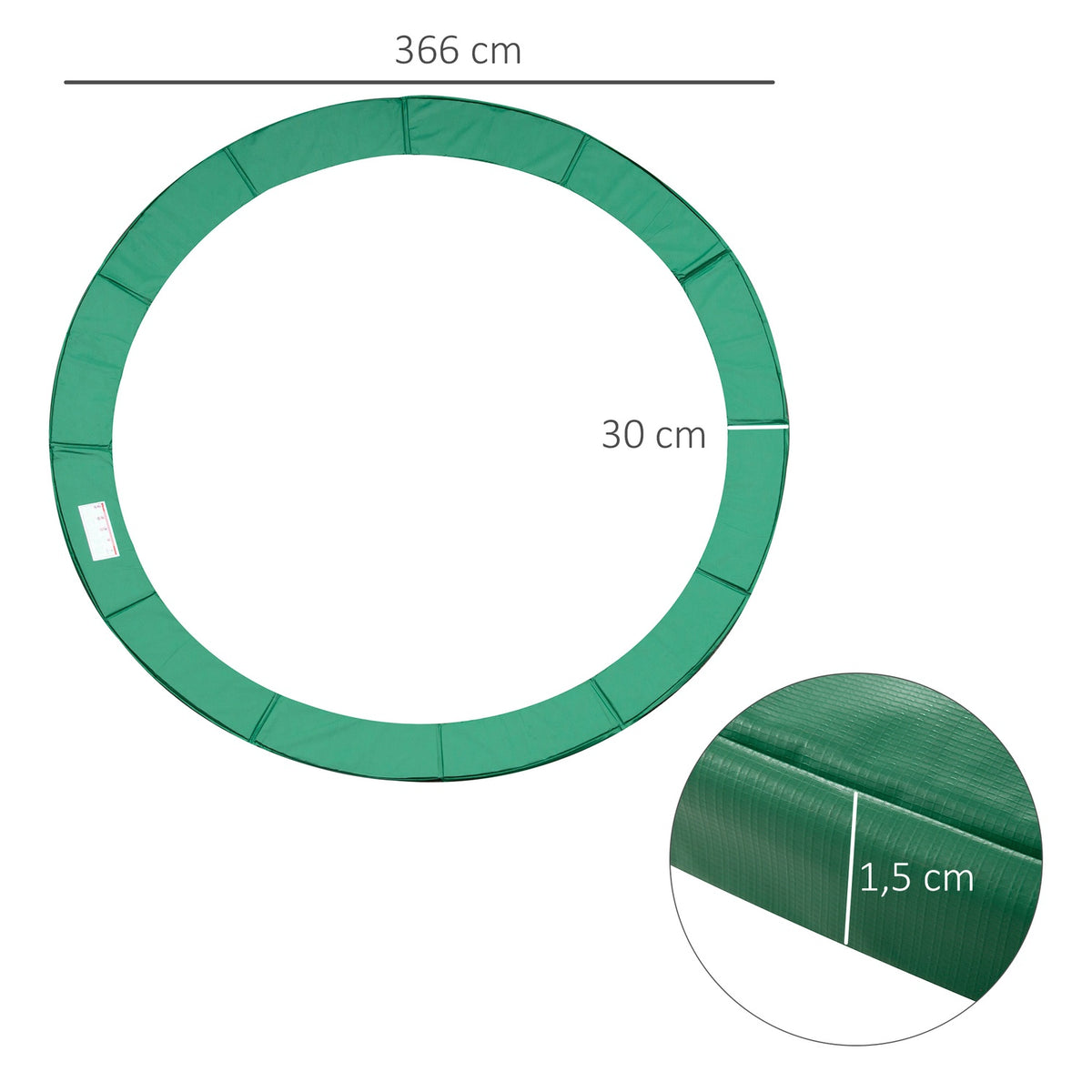 Trampoline Accessory Set Edge Cover, Safety Net, For 8Ft-15Ft, Ø 366Cm, Green