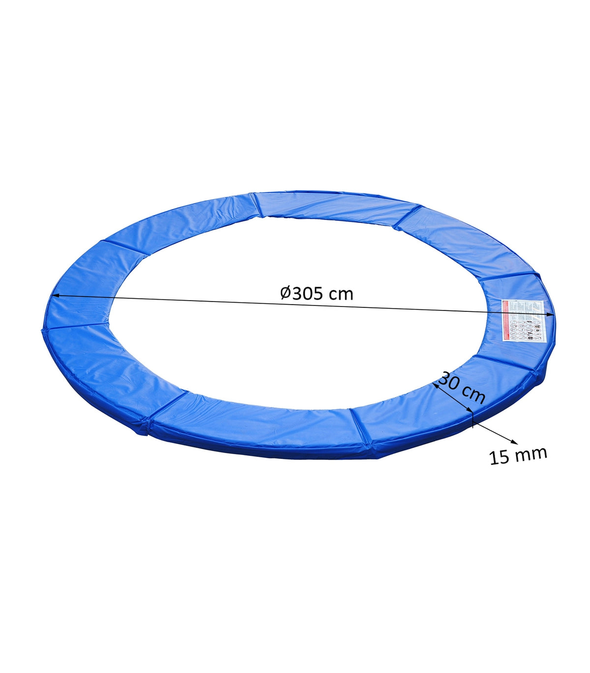 Trampoline Accessory Set Edge Cover, Safety Net, Weather Tarpaulin, For 8Ft-15Ft, Ø 305Cm, Blue