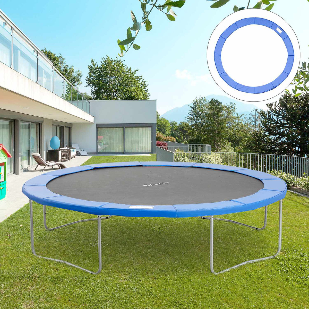 Trampoline Edge Cover Safety Net 8Ft 10Ft 12Ft 15Ft Edge Cover: Ø366 Cm-Blue (Trampoline Not Included)