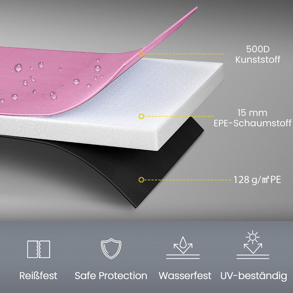 Trampoline Edge Cover, Waterproof, Tear-Resistant, Ø305 cm, Pink