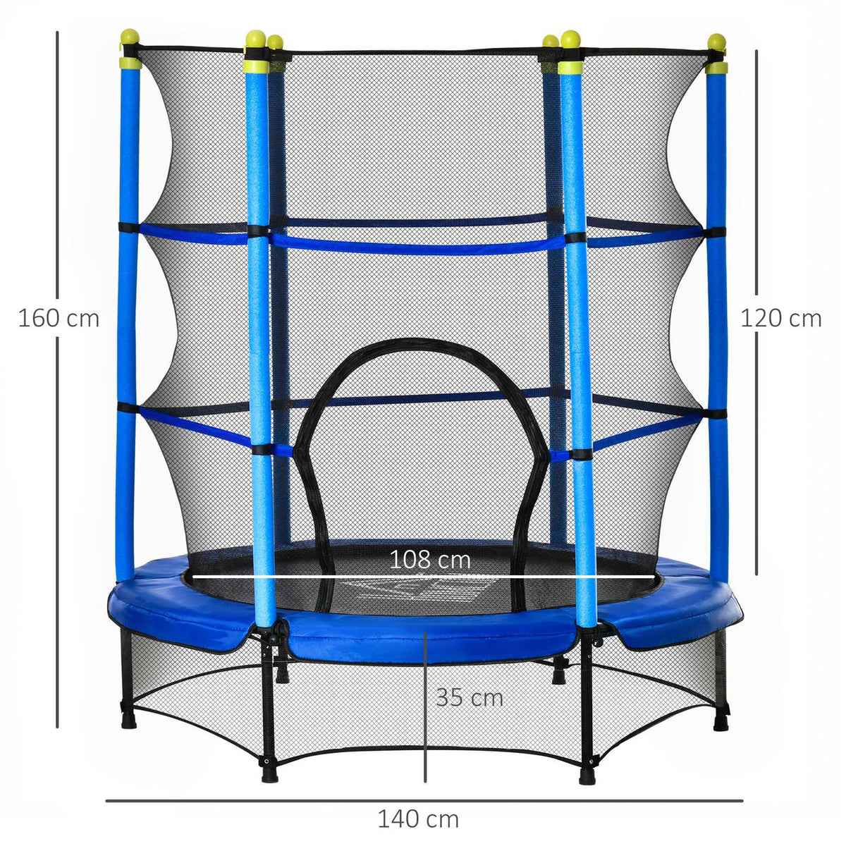 Trampoline For Children Ø140 Cm Fitness Trampoline With Safety Net Edge Cover Rubber Rope Padded Indoor Outdoor Jumping Steel Up To 45 Kg