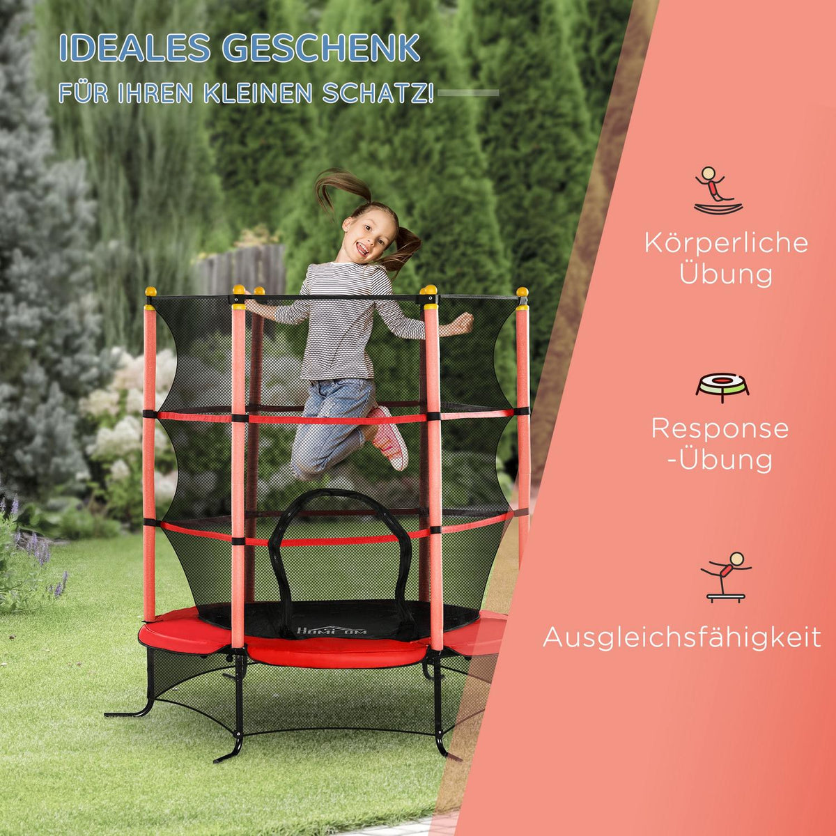 Trampoline For Children Ø163 Cm Mini Garden Trampoline With Safety Net & Edge Cover, Up To 50 Kg