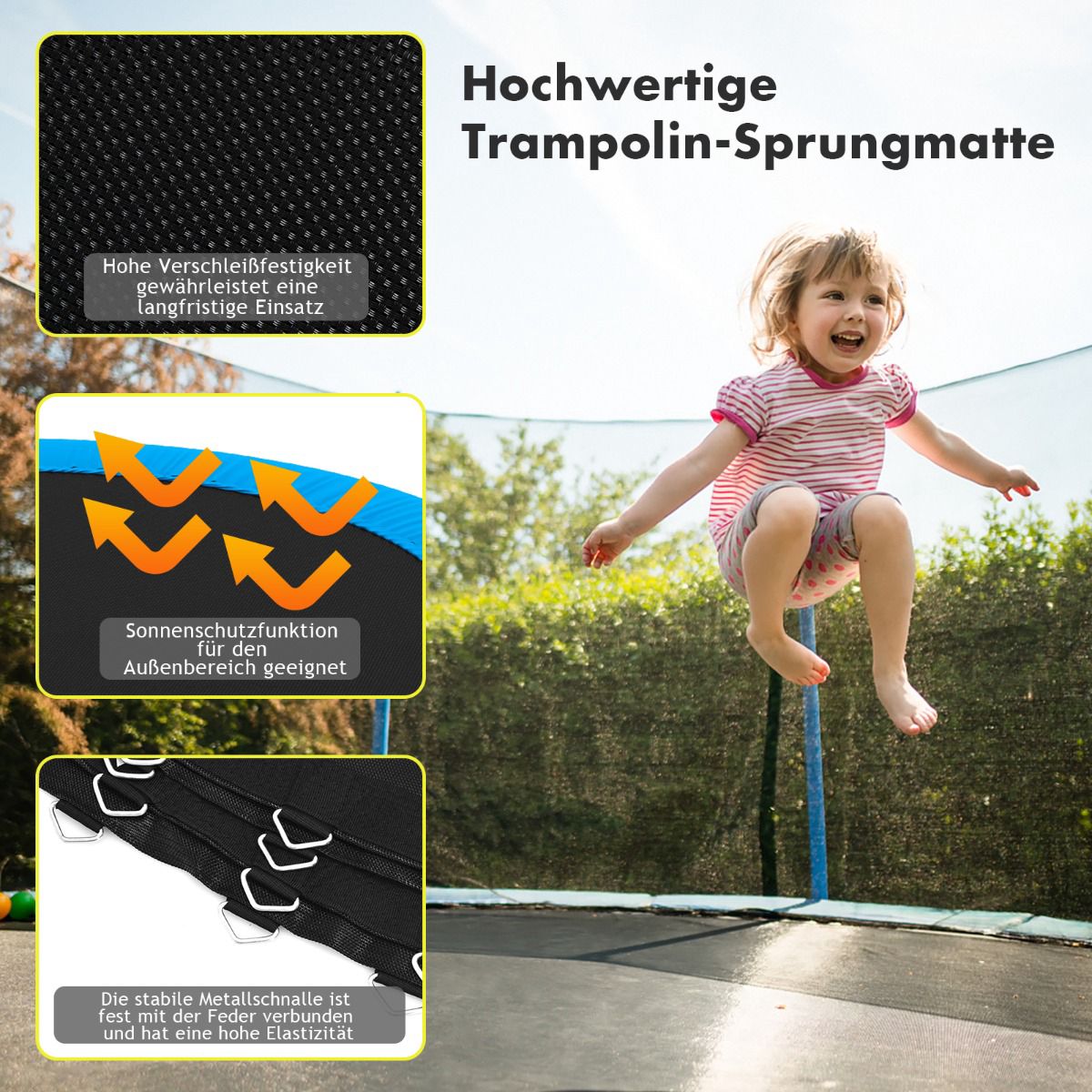 Trampoline Replacement Mat, 366 cm Frame, Black, Durable PP