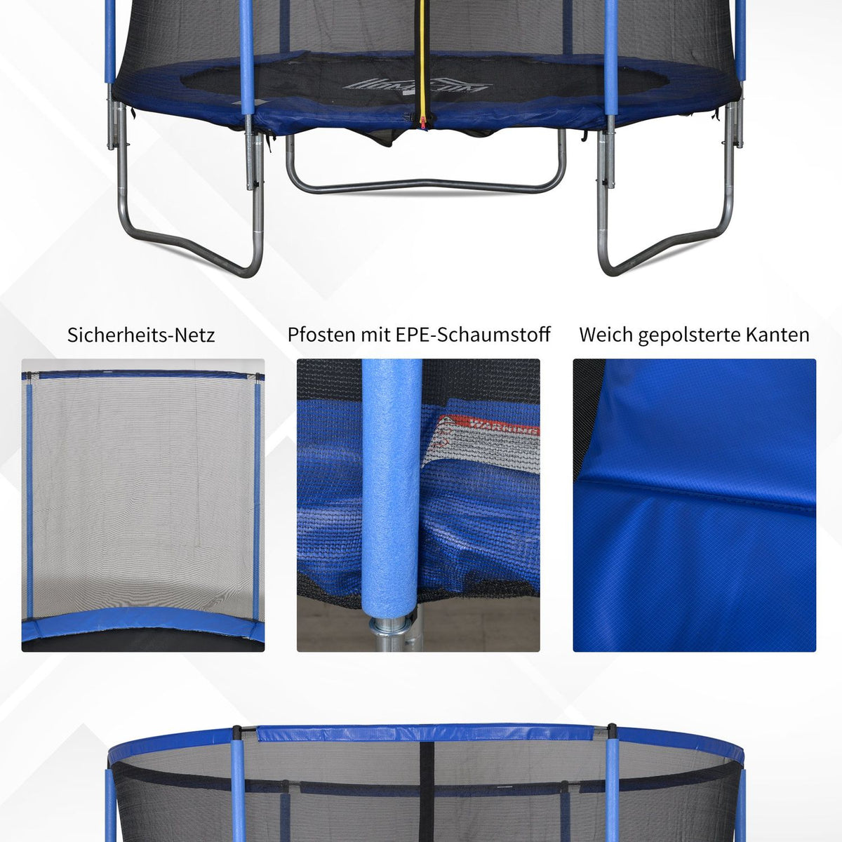 Trampoline With Safety Net Garden Trampoline For Indoor And Outdoor Use For Children And Adults Steel Up To 113.6 Kg Ø244 X 240H Cm