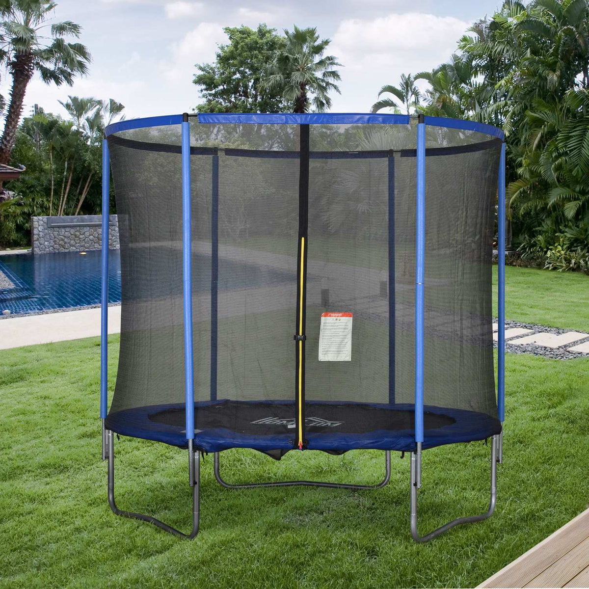 Trampoline With Safety Net Garden Trampoline For Indoor And Outdoor Use For Children And Adults Steel Up To 113.6 Kg Ø244 X 240H Cm
