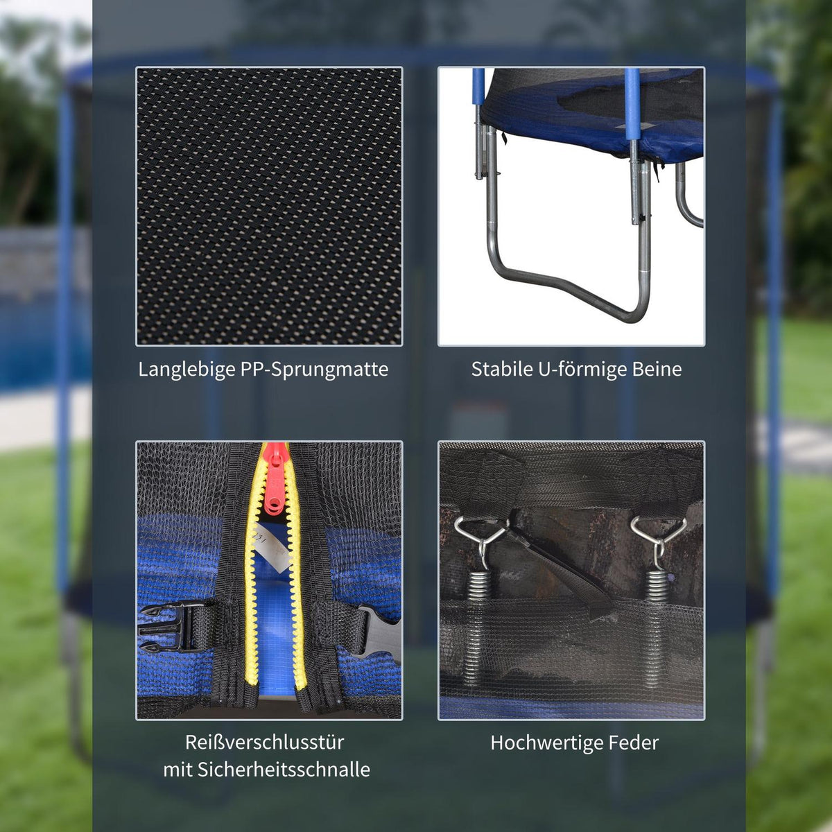 Trampoline With Safety Net Garden Trampoline For Indoor And Outdoor Use For Children And Adults Steel Up To 113.6 Kg Ø244 X 240H Cm