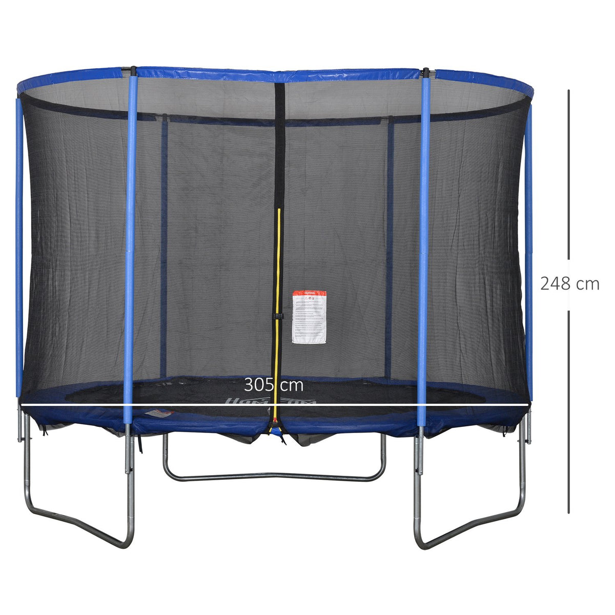Trampoline with safety net, garden trampoline for indoor and outdoor use, fitness trampoline, blue + black, up to 113.6 kg, Ø305 x 248H cm