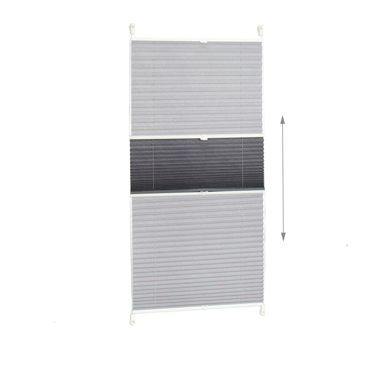 Translucent Grey Pleated Blinds – No Drill, Polyester