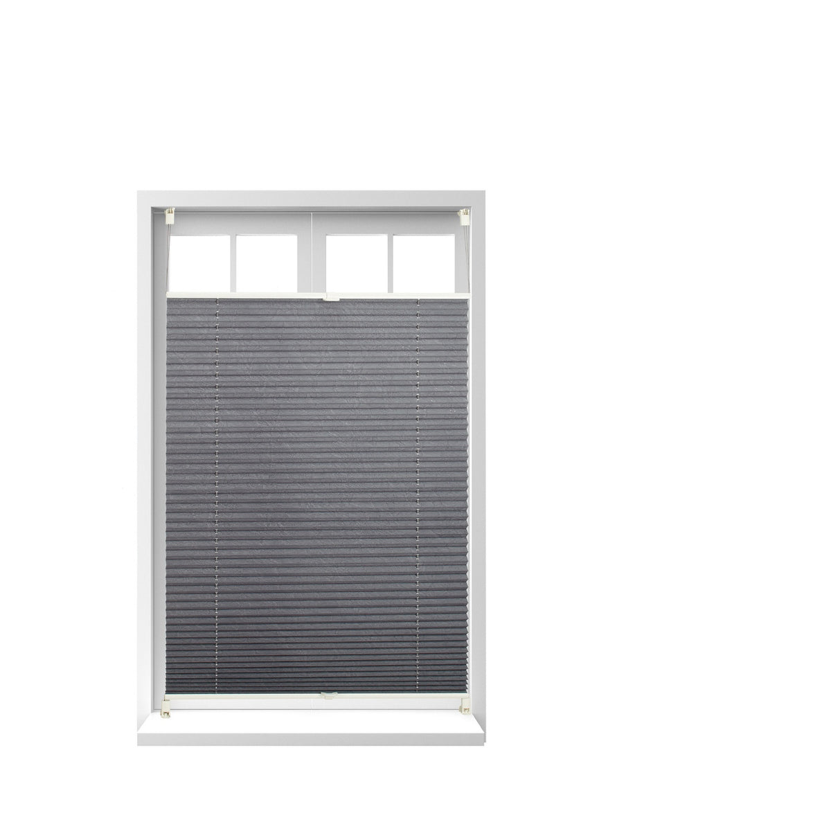 Translucent Grey Pleated Blinds – No Drill, Polyester