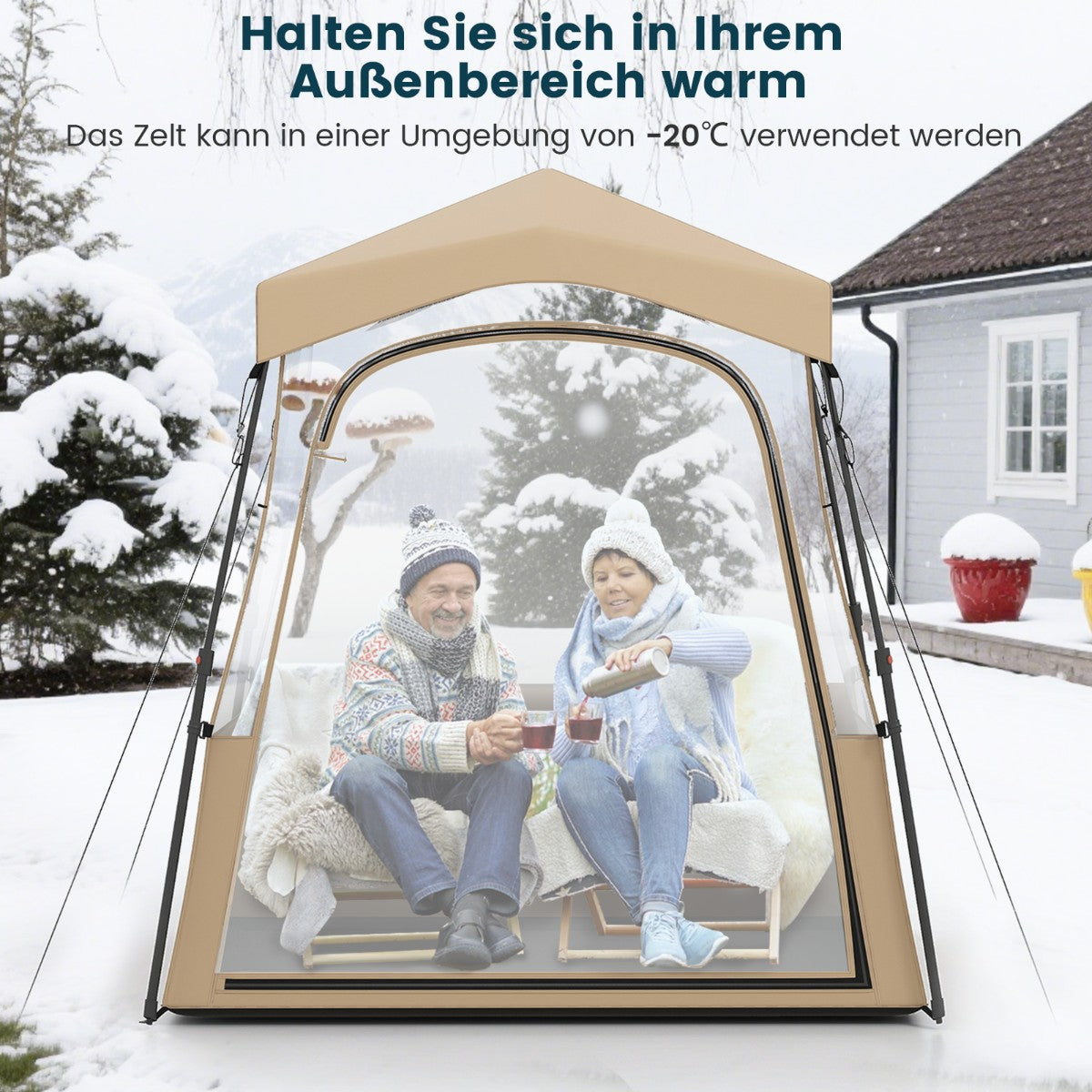 Transparent Outdoor Tent, Oxford Fabric, 183x135x175 cm