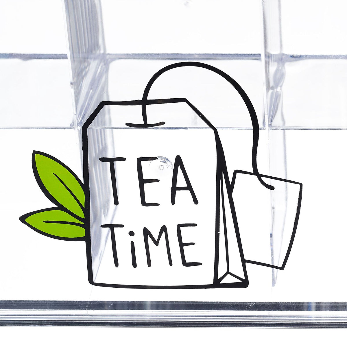 Transparent tea box with 6 compartments