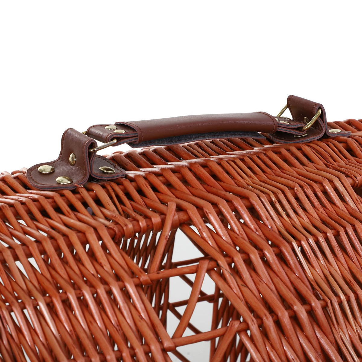 Transport Basket For Cats And Dogs, Wicker Basket With Cushion And Grid, Brown, Metal, 42X35X37 Cm