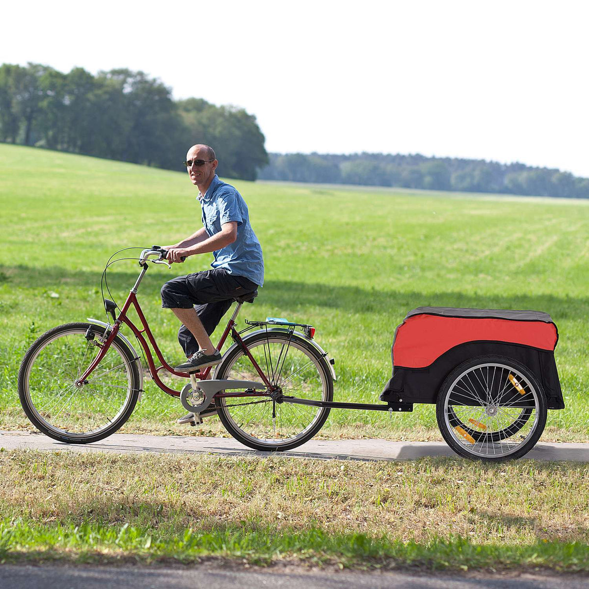 Transport Trailer, Cargo Trailer, Bicycle Trailer, Cargo Trailer, Red-Black