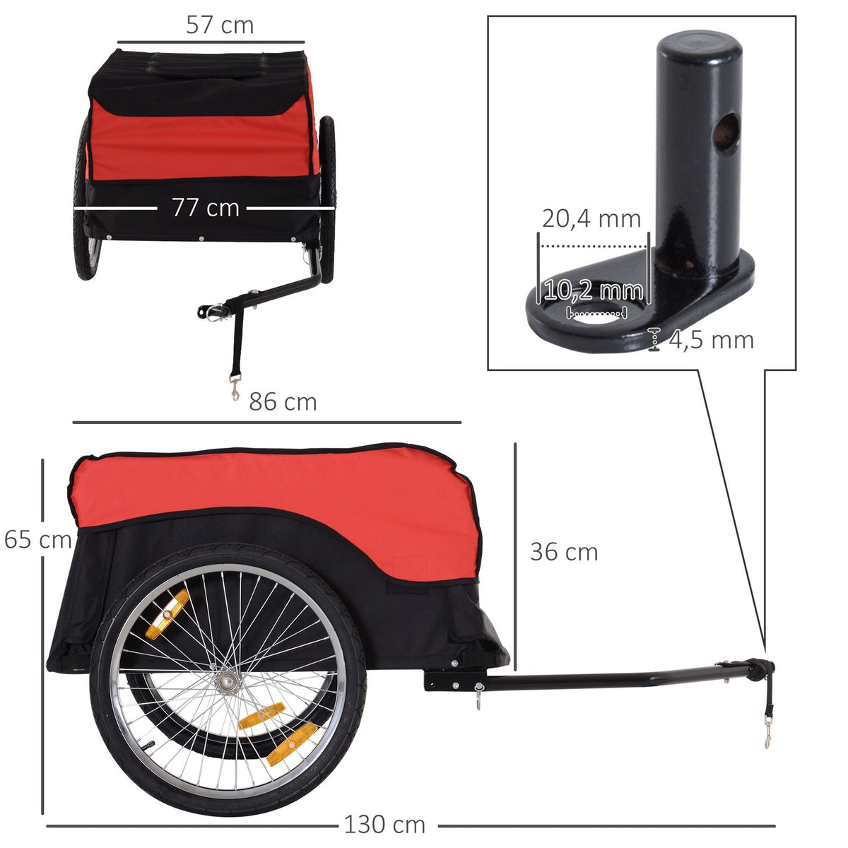 Transport Trailer, Cargo Trailer, Bicycle Trailer, Cargo Trailer, Red-Black