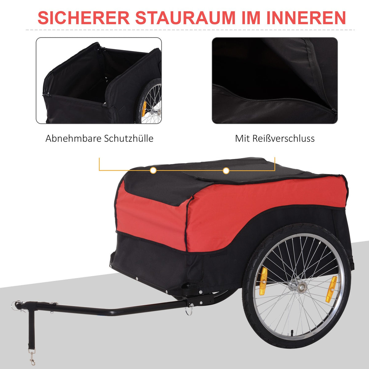 Transport Trailer, Cargo Trailer, Bicycle Trailer, Cargo Trailer, Red-Black