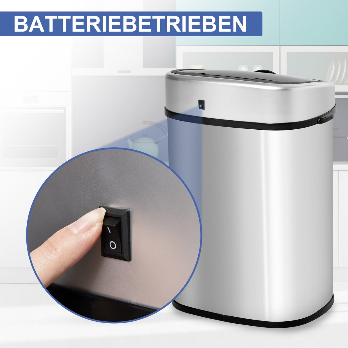 Trash Can 48L Automatic Kitchen Trash Can With Infrared Sensor, Hygienic, Stainless Steel, Silver, L40.5Xw29.5Xh68 Cm