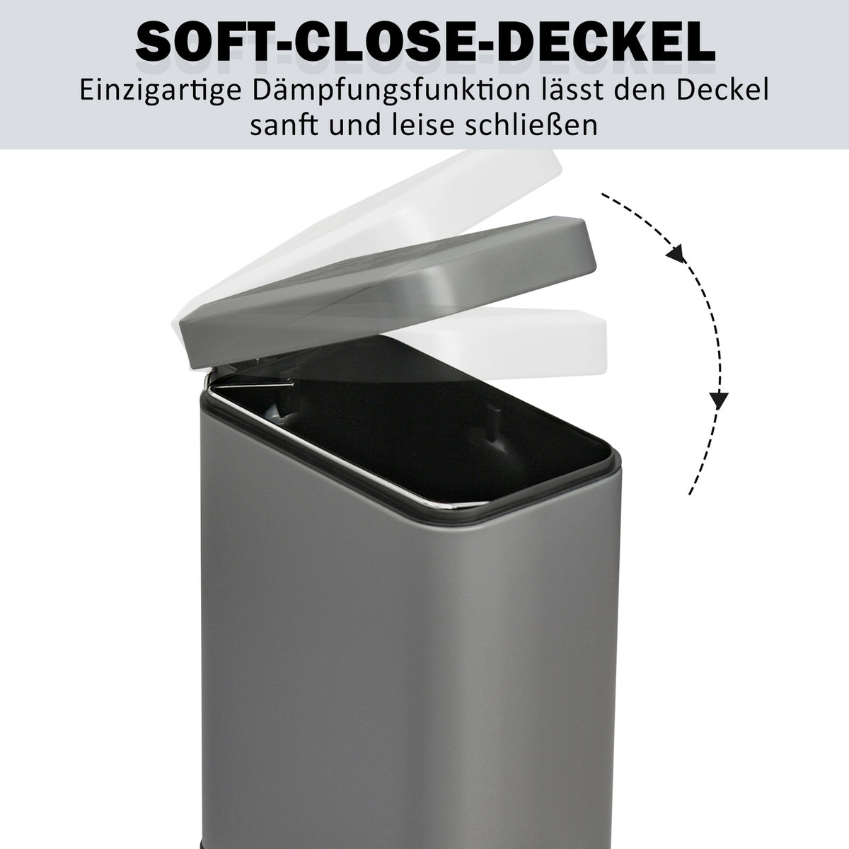 Trash Can 5L Pedal Bin With Lid And Foot Pedal, Inner Bin, Metal, Gray, 29.2X14X32 Cm, For Living Room, Office