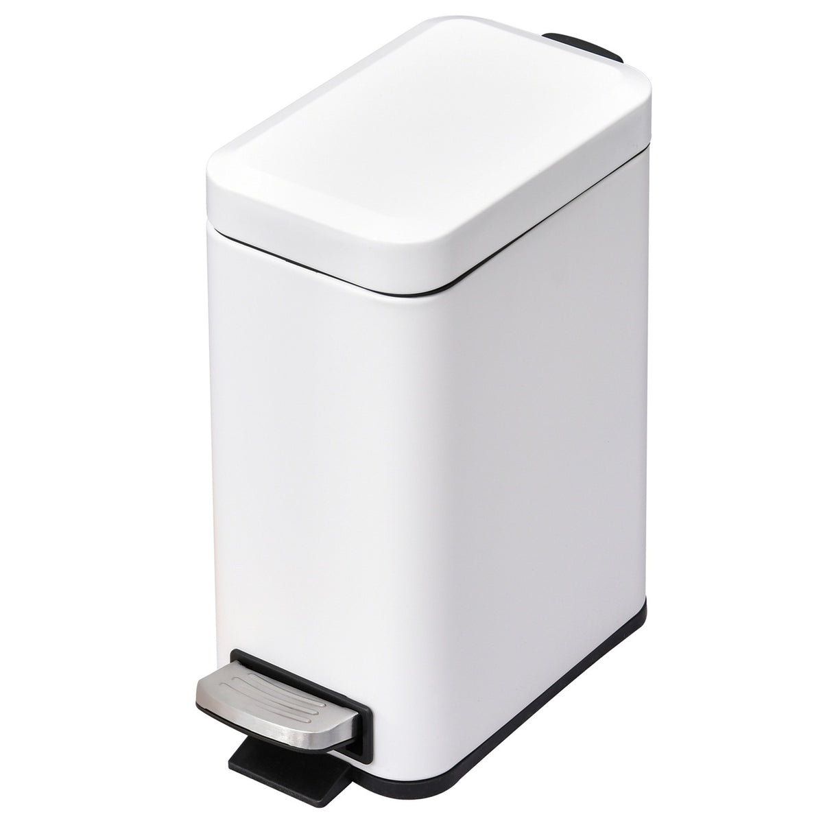 Trash Can 5L Pedal Bin With Lid And Foot Pedal, Inner Bin, Metal, White, 29.2X14X32 Cm, For Living Room, Office
