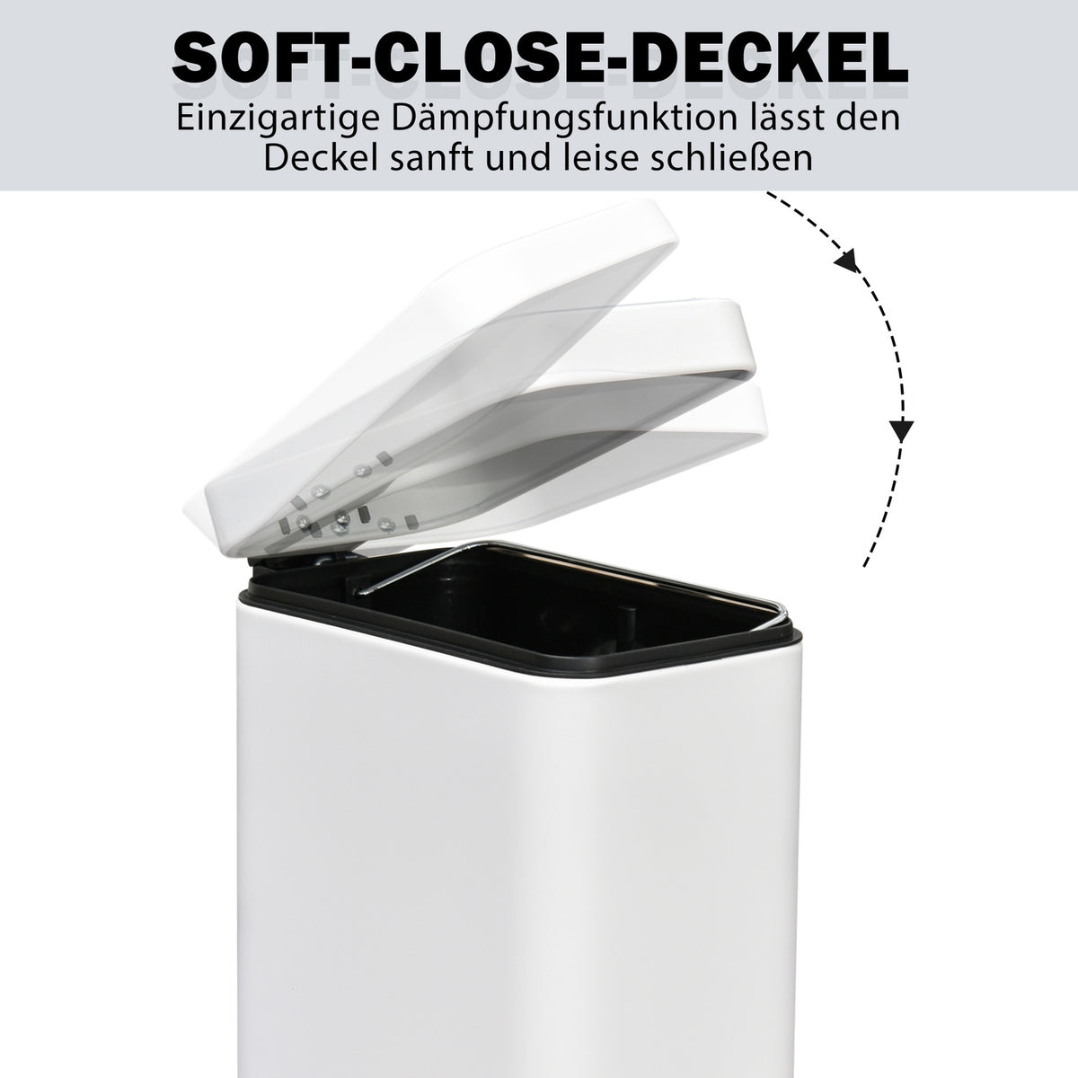 Trash Can 5L Pedal Bin With Lid And Foot Pedal, Inner Bin, Metal, White, 29.2X14X32 Cm, For Living Room, Office