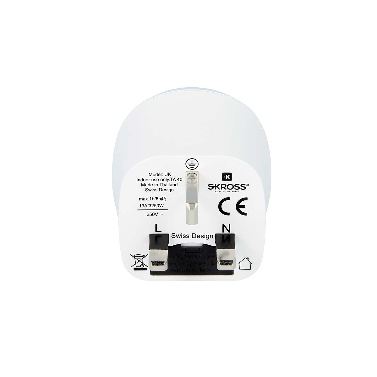 Travel Adapter Europe to UK Earthed