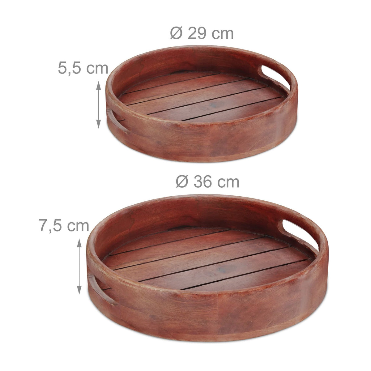 Tray in mango wood 2-piece set