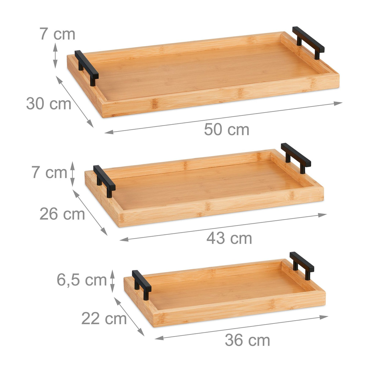 Trays in bamboo - set of 3