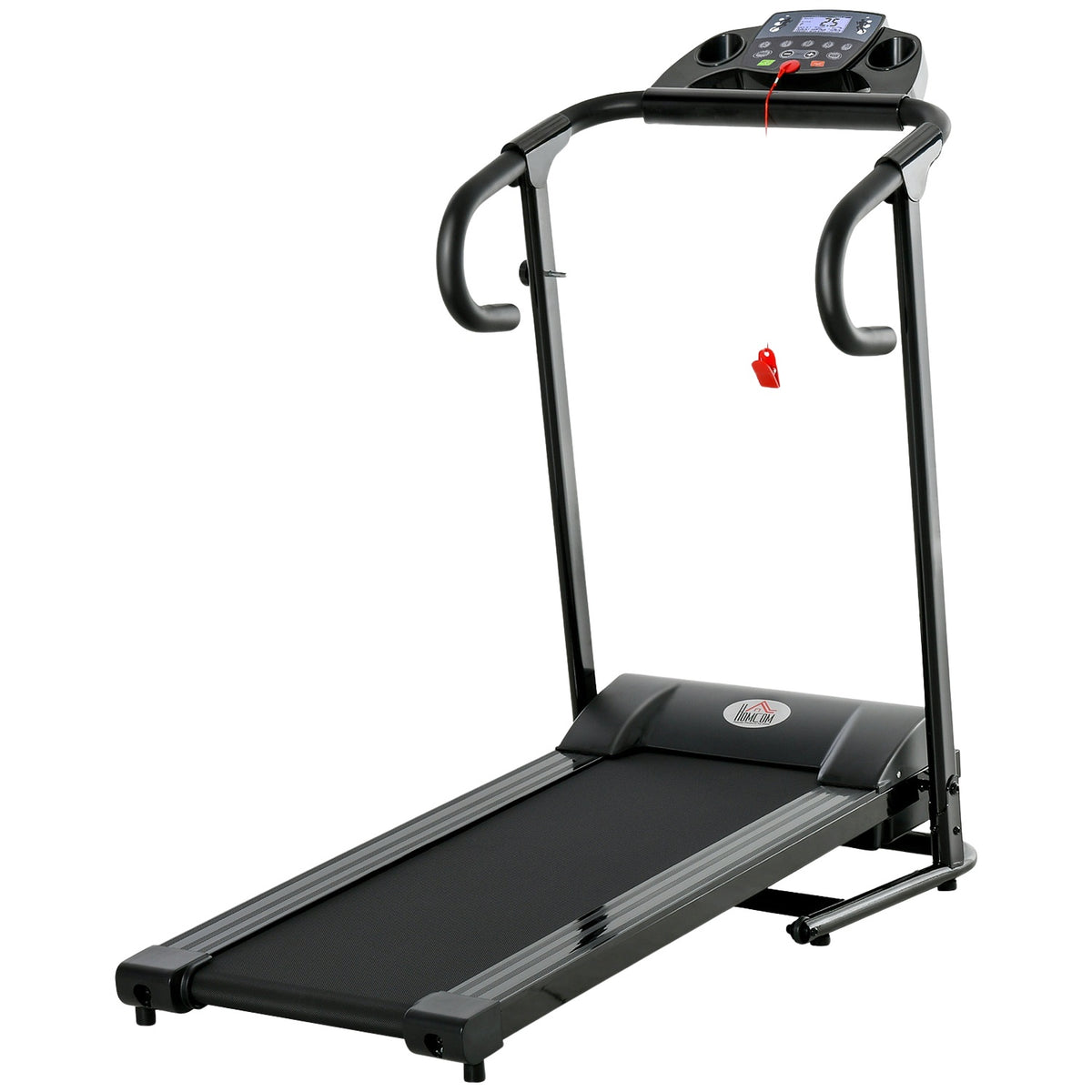 Treadmill Foldable Electric 500W 0.8-10Km/H Lcd Display Mobile Phone Holder Black 123X62X117Cm