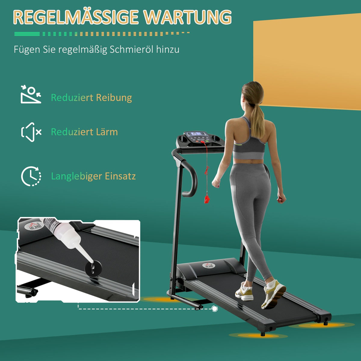Treadmill Foldable Electric 500W 0.8-10Km/H Lcd Display Mobile Phone Holder Black 123X62X117Cm