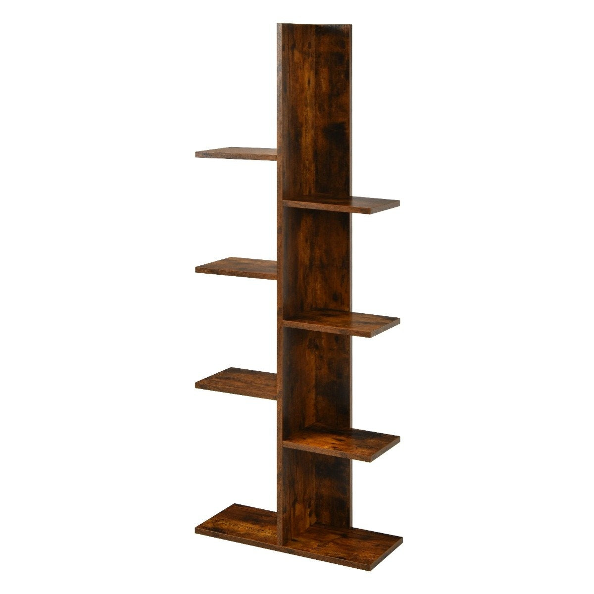 Tree-shaped bookcase with 8 shelves, free-standing shelf, office shelf, 50 x 20 x 141 cm, brown