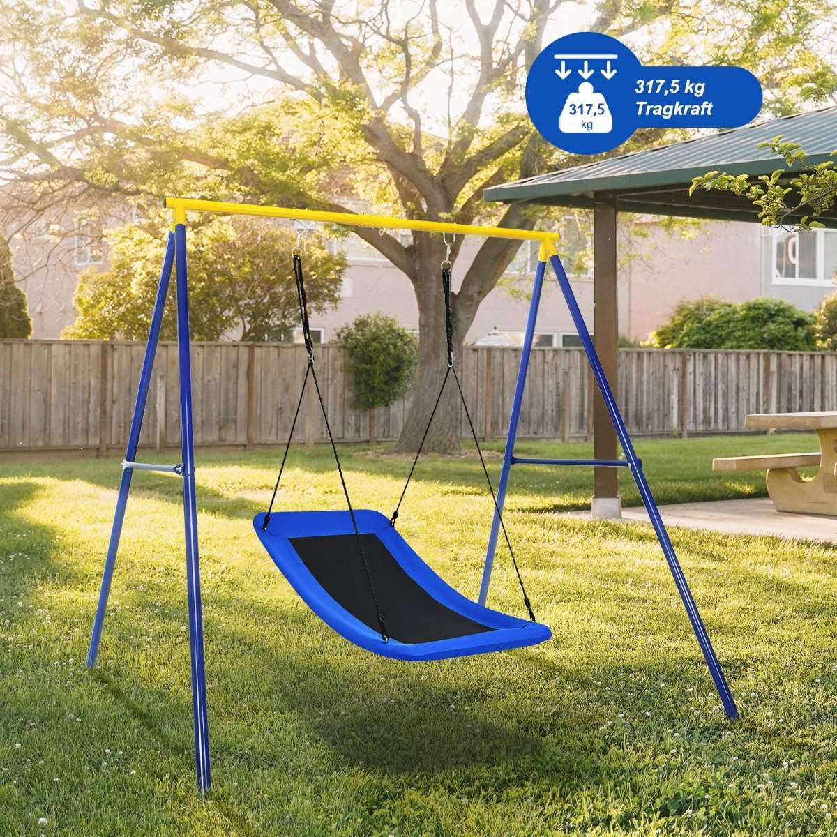 Tree swing nest swing with adjustable rope outdoor swing 83 x 155 cm blue