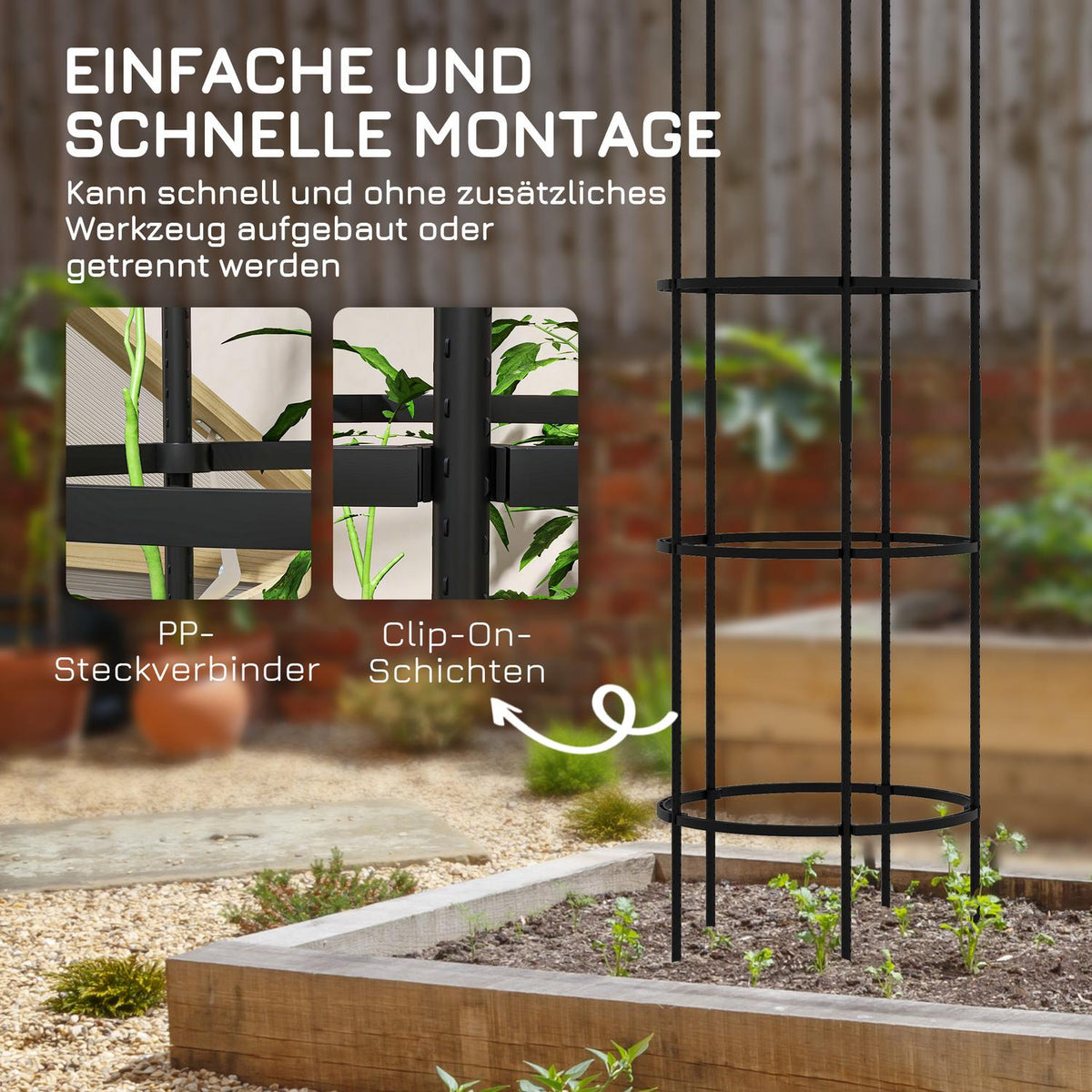 Trellis 4 Levels Plant Holder Tomato Cage Black Steel for Garden Balcony