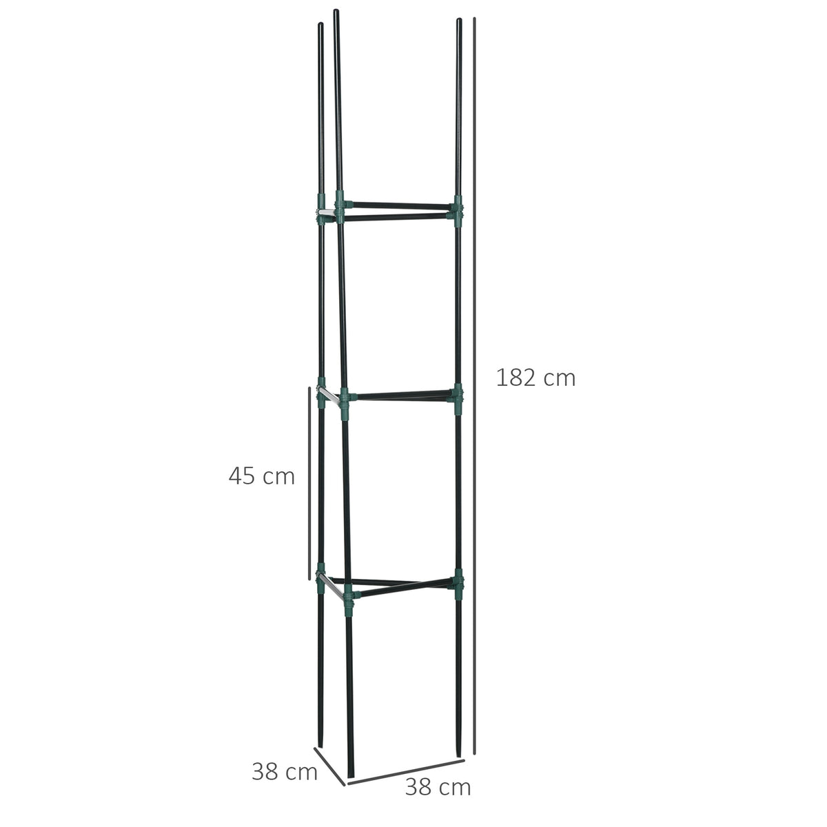 Trellis Set Of 3 Plant Holder Garden Plant Support Poles Trellis Tomato Cage For Climbing Plants Steel Green 38 X 38 X 182 Cm
