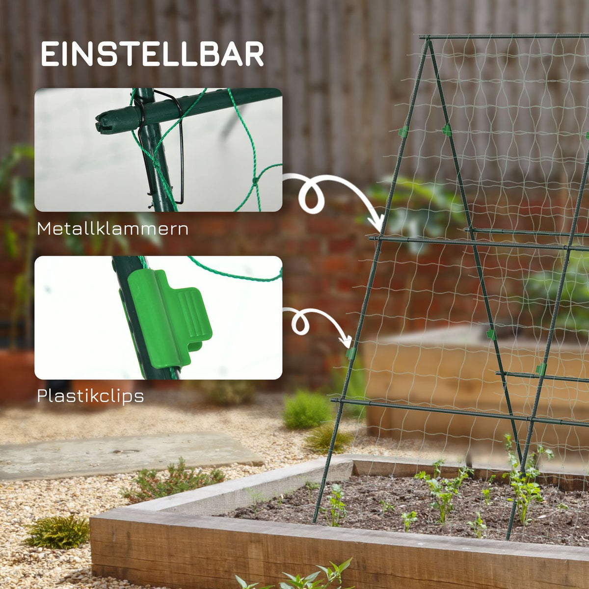 Trellis, Trellis, Adjustable Plant Trellis, Trellis, Plant Scaffolding with Net, for Garden, Steel Frame, Green, 180 x 100 x 180 cm