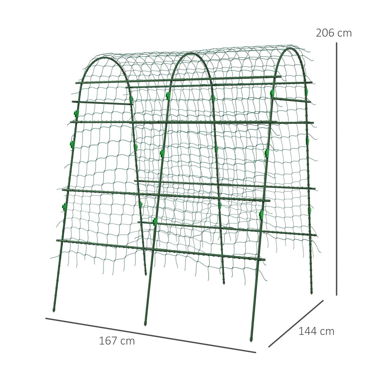 Trellis for climbing plants, adjustable trellis, plant trellis with net, plant frame for garden, balcony, steel, green, 144 x 167 x 206 cm