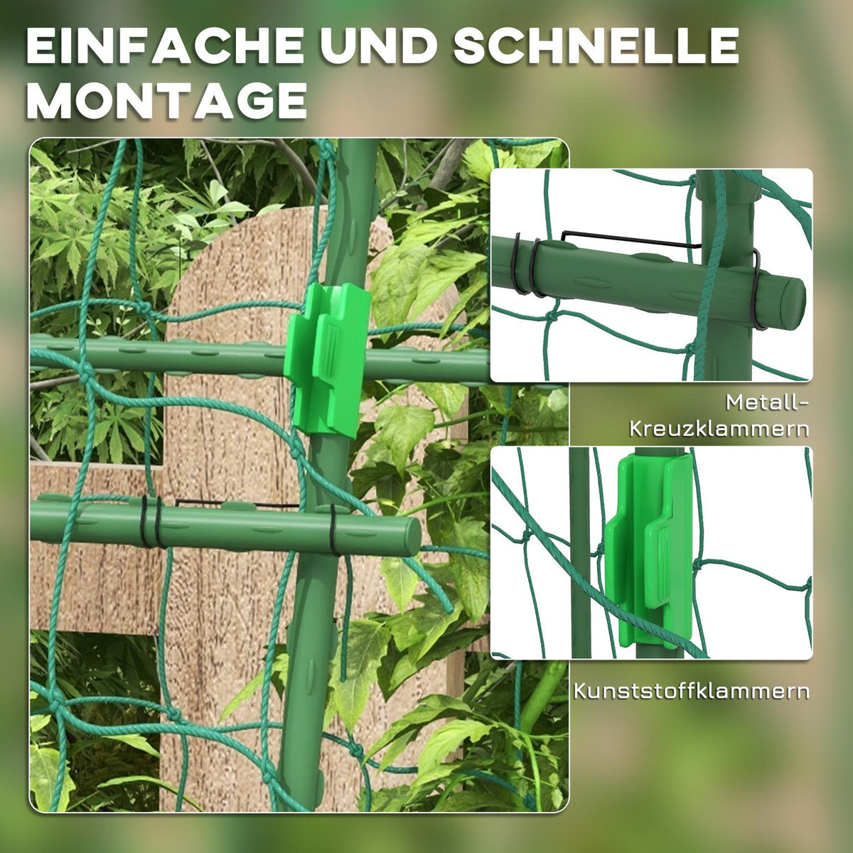 Trellis for climbing plants, adjustable trellis, plant trellis with net, plant frame for garden, balcony, steel, green, 144 x 167 x 206 cm