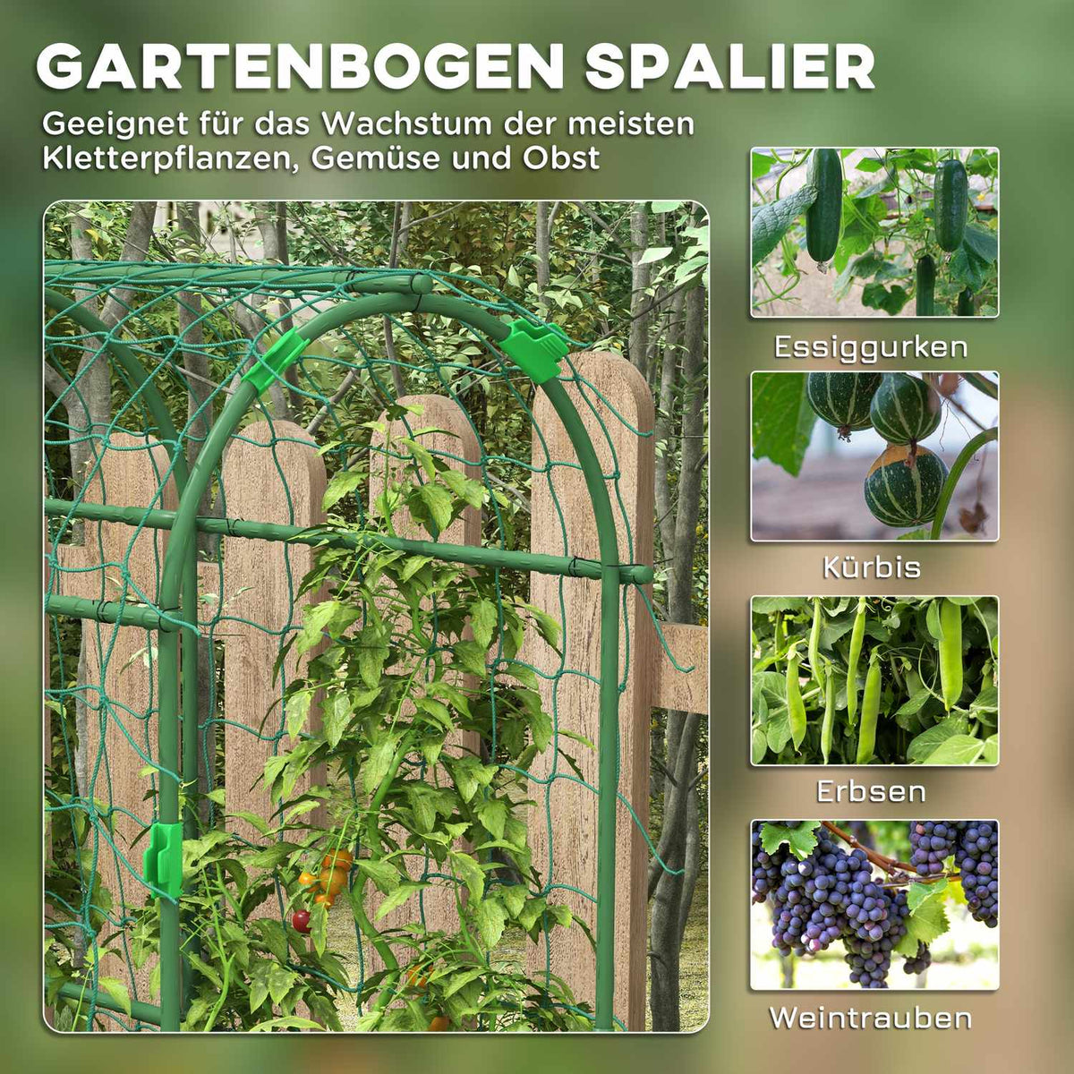 Trellis for climbing plants, adjustable trellis, plant trellis with net, plant frame, steel, green, 43 x 182 x 183 cm for garden, balcony