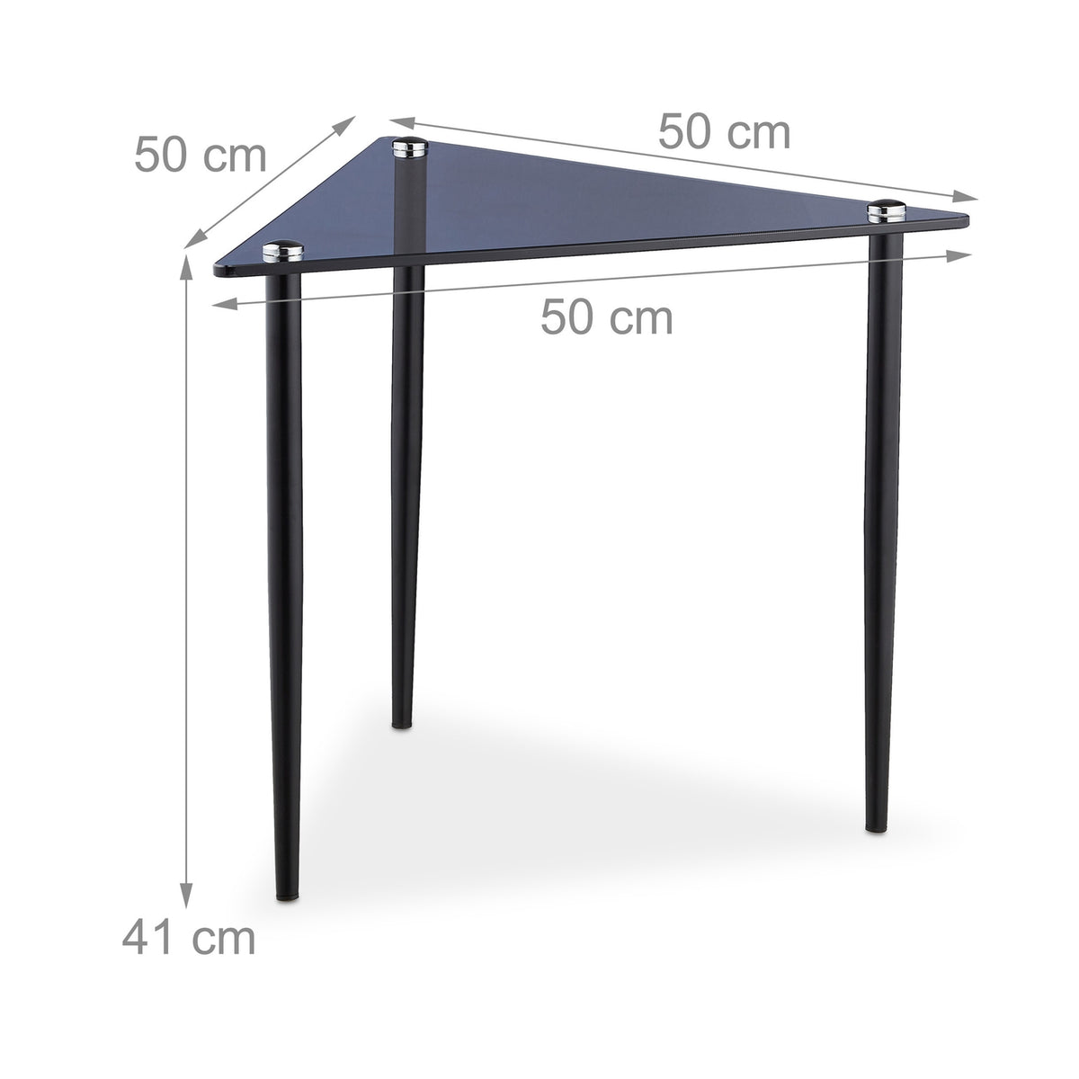 Triangular glass side table