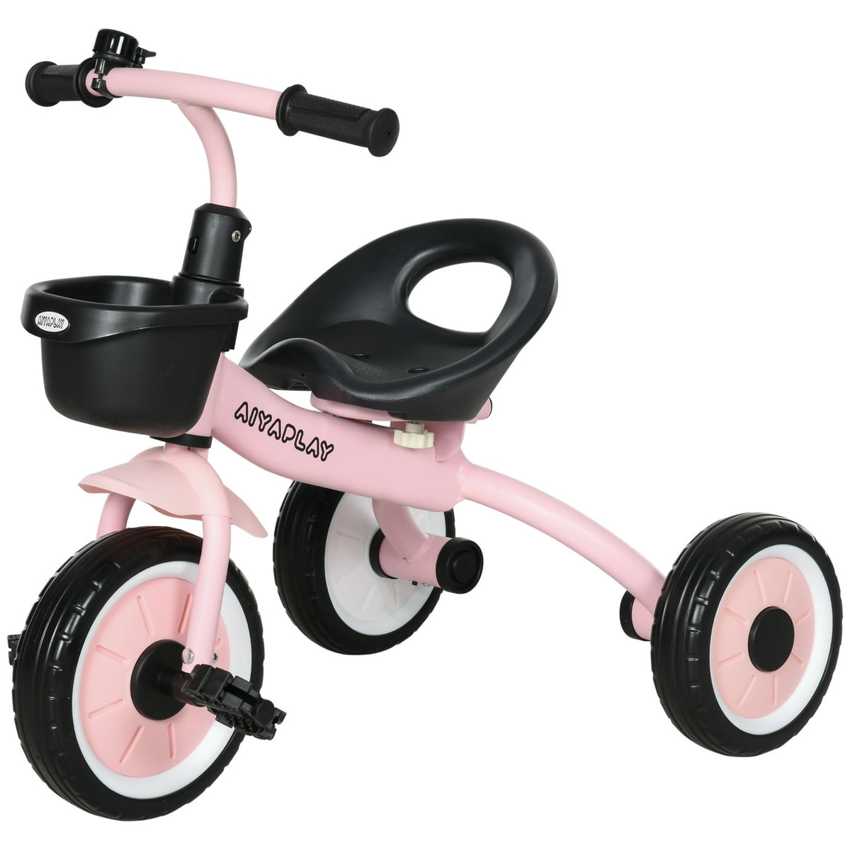 Tricycle, Children'S Bicycle With Adjustable Seat, Balance Bike With Bicycle Basket, Bell, Children'S Bike With Pedals, For Children 2-5 Years, Metal, Pink