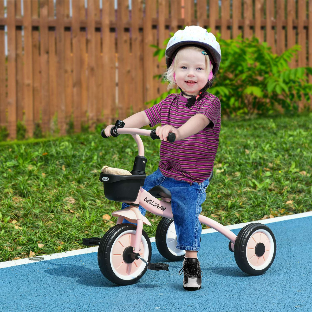 Tricycle, Children'S Bicycle With Adjustable Seat, Balance Bike With Bicycle Basket, Bell, Children'S Bike With Pedals, For Children 2-5 Years, Metal, Pink