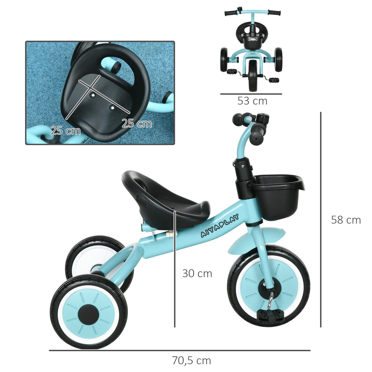 Tricycle Children'S Bike With Adjustable Seat, Balance Bike With Basket & Bell, Pedals, For 2-5 Years