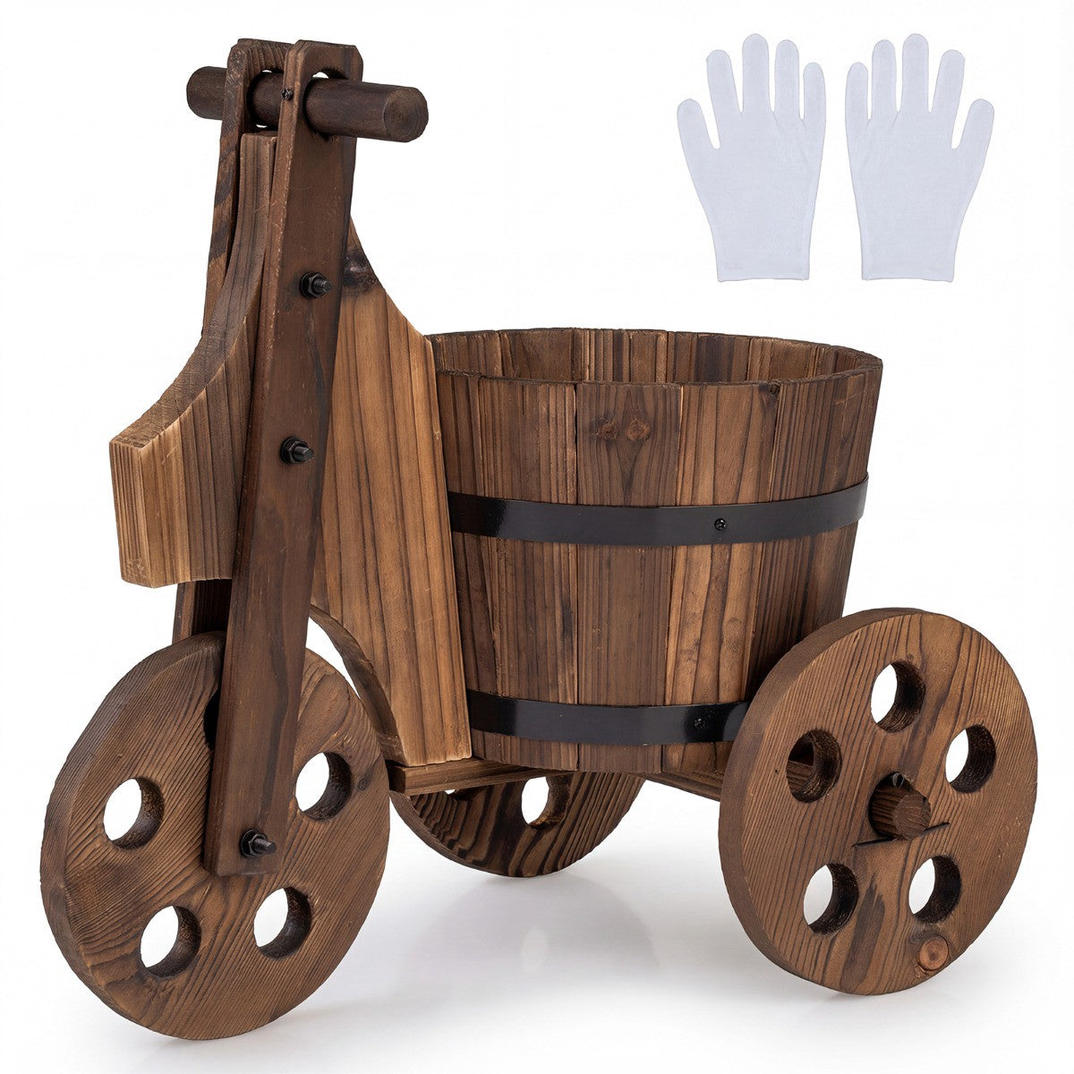 Tricycle Planter, Fir Wood, Wheels, Storage Box