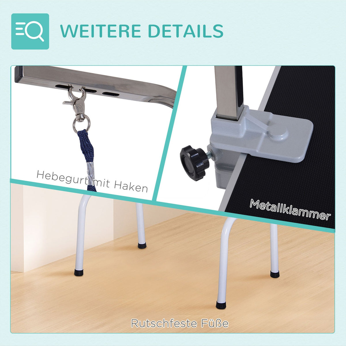 Trimming Table Folding Grooming Table For Dogs, Shearing Table With Metal Frame, Black, 81X48X80Cm