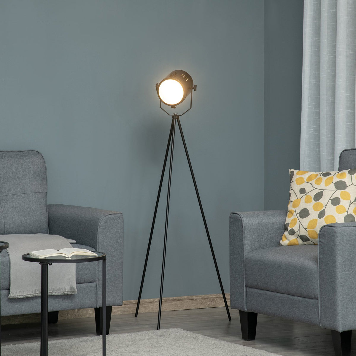 Tripod Floor Lamp Vintage Retro Design 25W, E27, Metal, Black, Ø58X136Cm