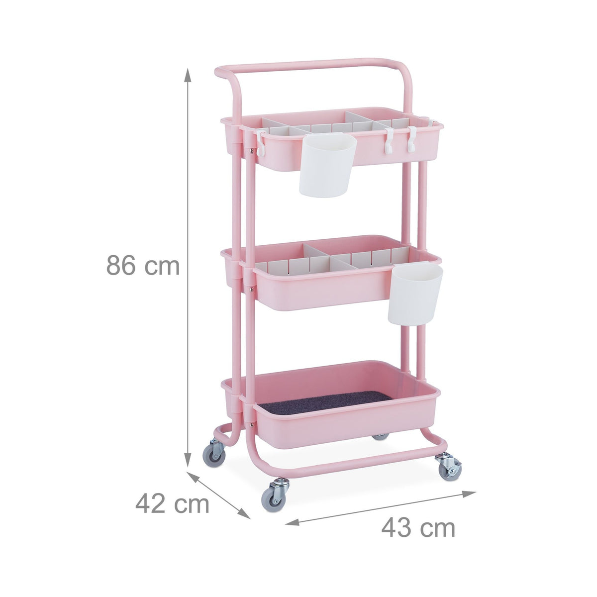 Trolley with 3 shelves