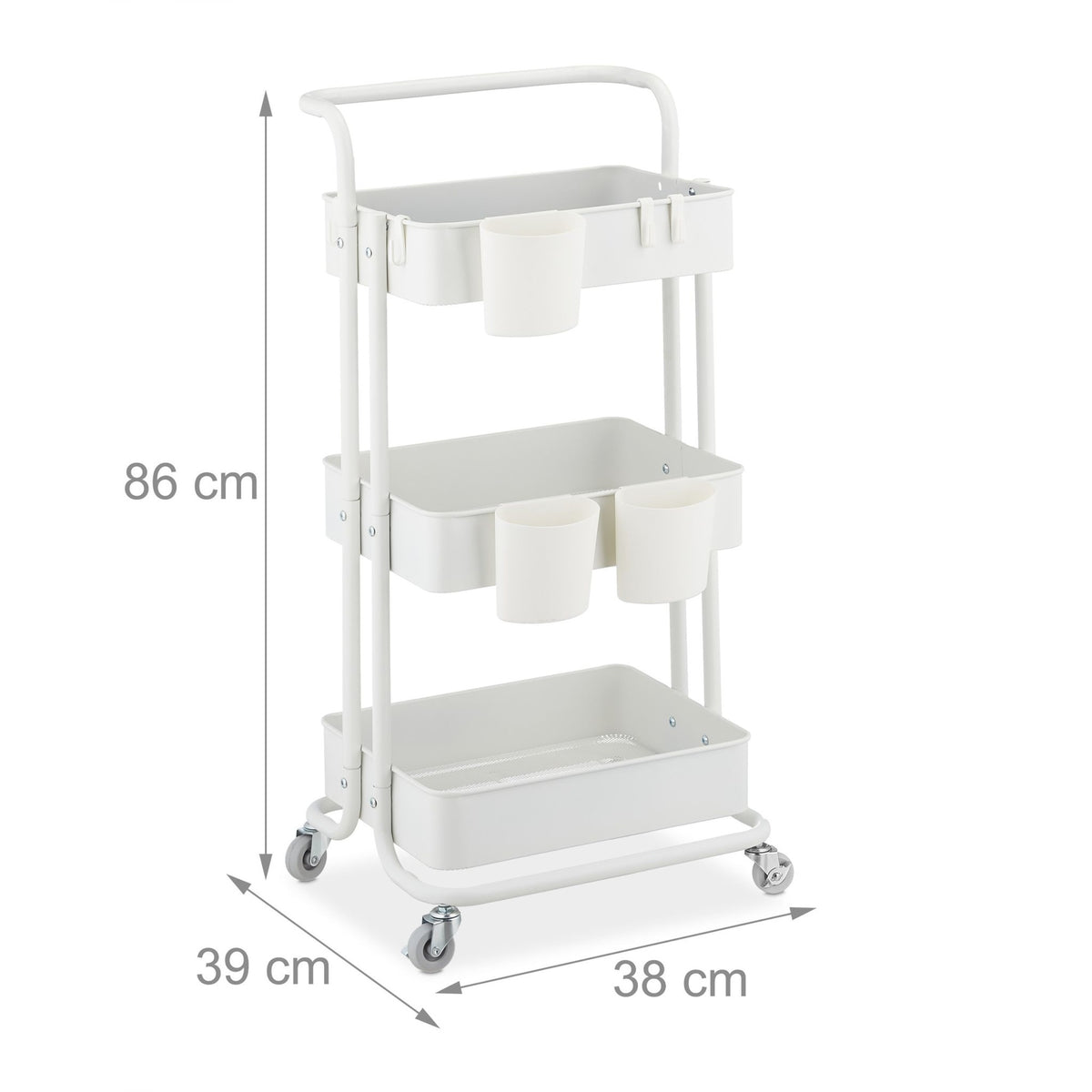 Trolley with 3 shelves