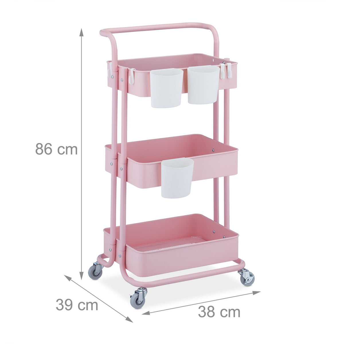 Trolley with 3 shelves