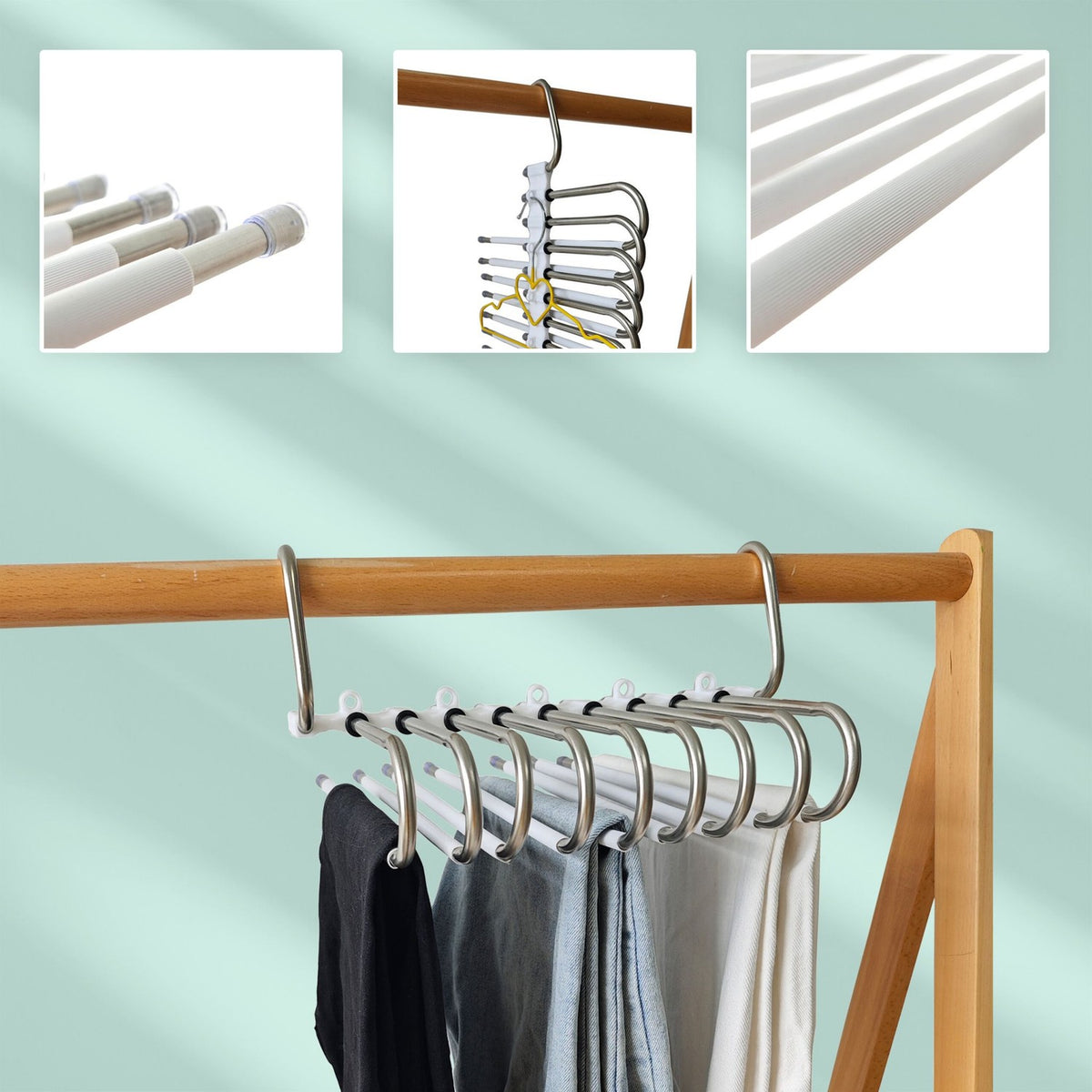 Trouser Hangers, Non-Slip, Space-Saving, 2 Pack