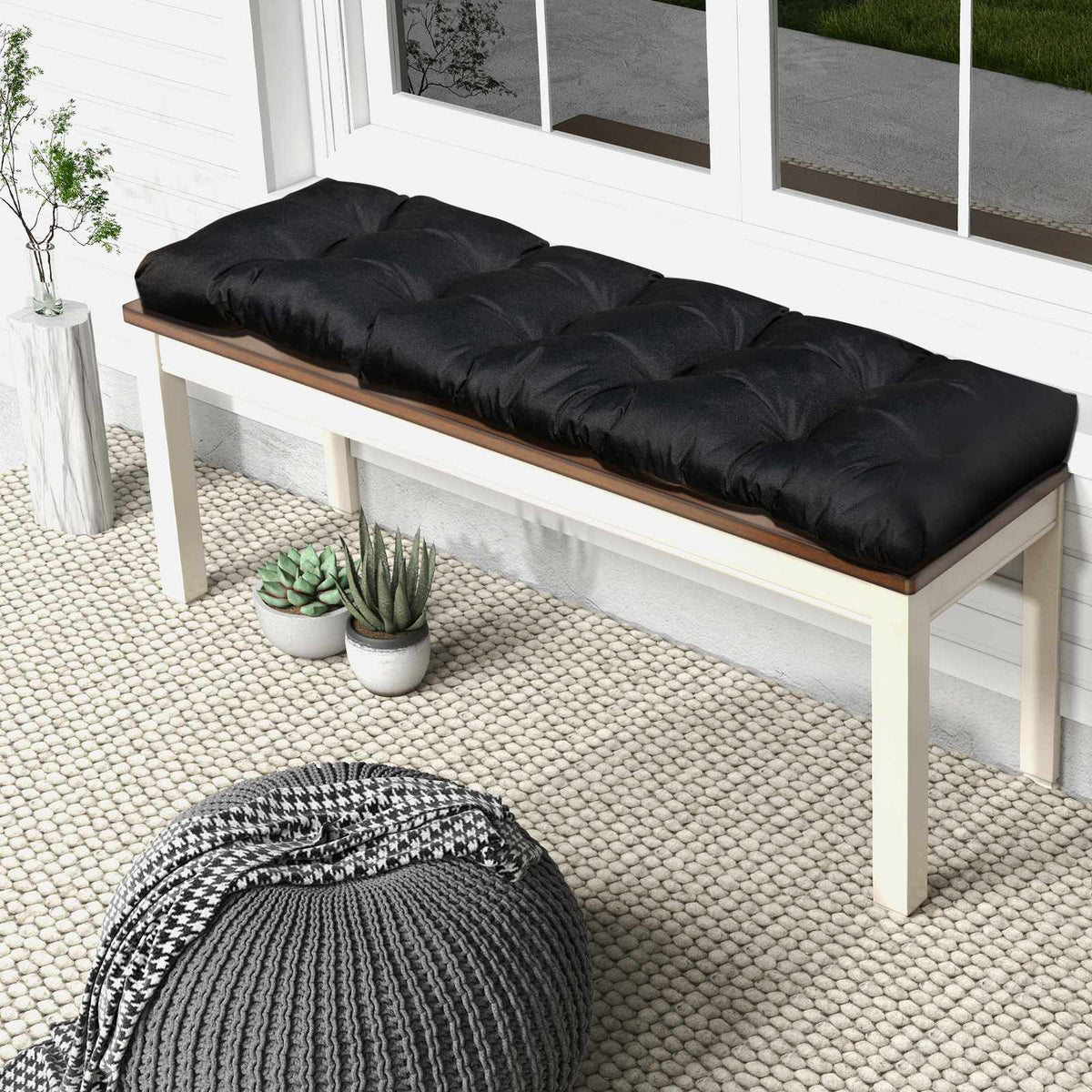 Tufted Indoor Outdoor Bench Cushion, 52 x 19.5 x 6