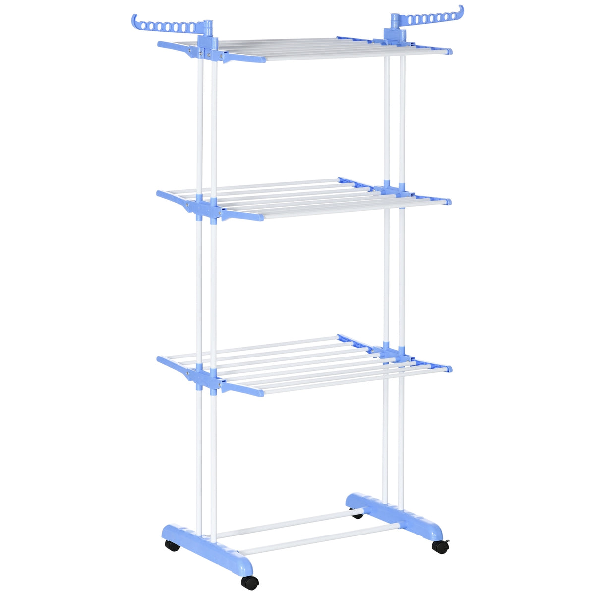 Tumble Dryer Tower Clothes Airer With Wheels, Clothes Airer With 4 Levels, Stand Dryer, Extendable Laundry Tower For Indoor And Outdoor Use, Steel Blue